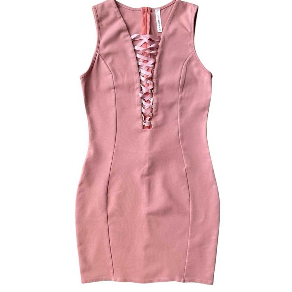 Love Republic Lace-up Corset Style Coral Sleeveless Body-con Dress Size L